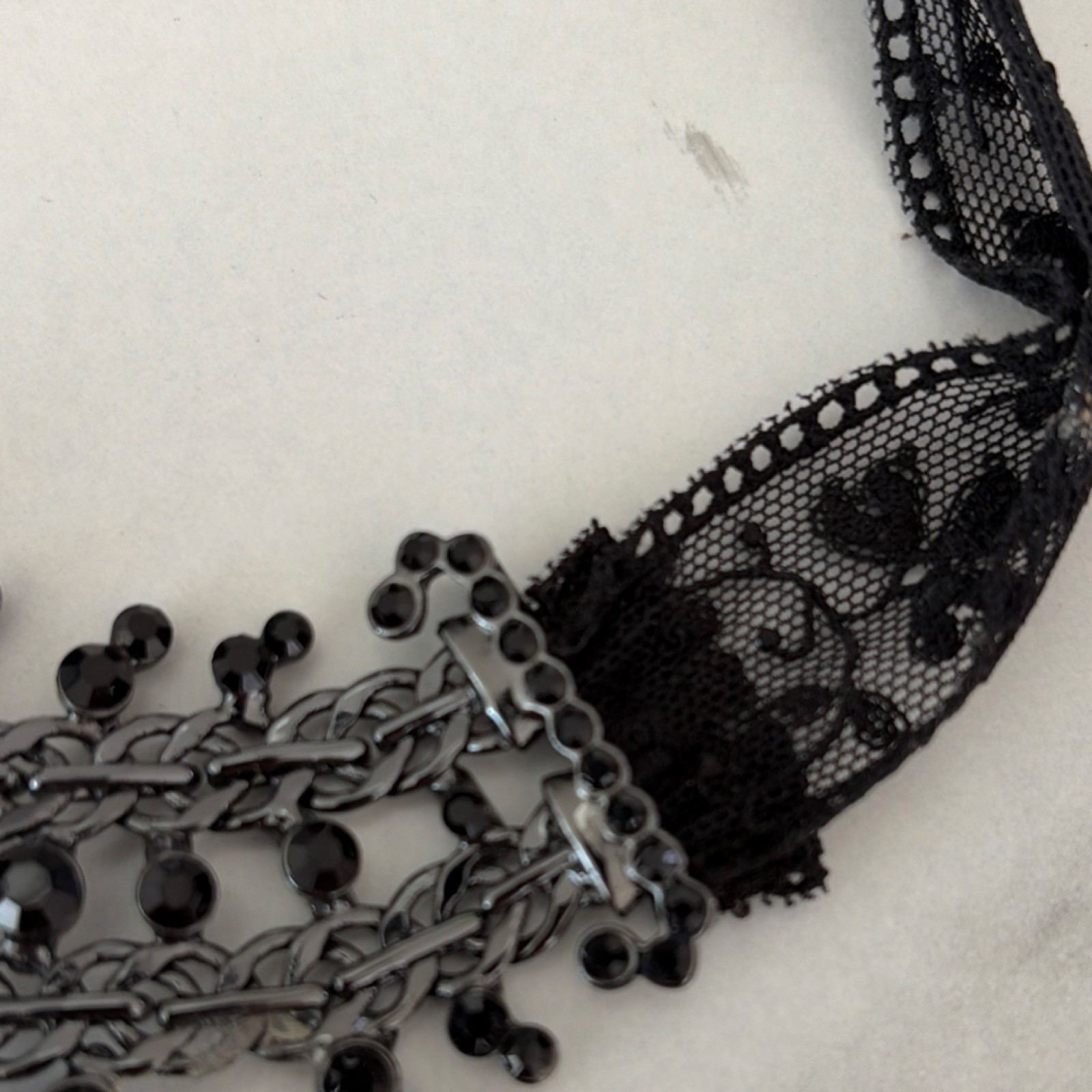 Givenchy Black Lace Crystal Statement Choker Neck… - image 3