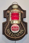 Vintage Schaefer Beer Plastic Nautical Red Port Ship Lantern Light Welcome Sign