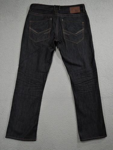 Jeans uomo BKE fibbia 32x30 blu jake denim dritto bottoni mosca ricamato - Foto 7 di 10