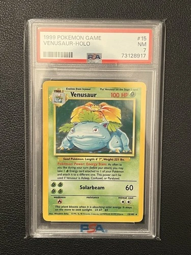 Venusaur 15/102 Base Set PSA 7 Near Mint Holo Rare Pokémon 1999 WOTC