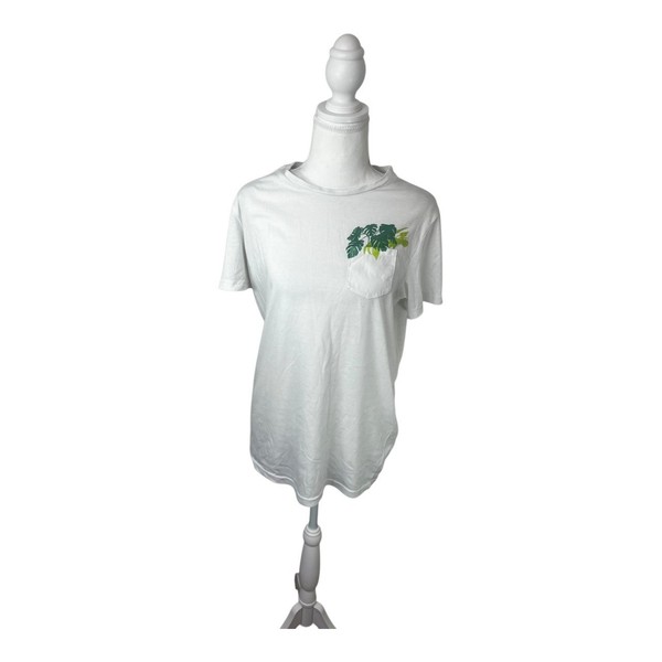 DANGERFIELD BEACON White T-Shirt W/ Floral Pocket Design Sz S Casual #0426