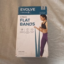 Gaiam Evolve 3-Pack Flat Resistance Bands Light Medium Heavy Exercise Guide