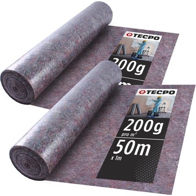 2x TECPO ABDECKVLIES MALERVLIES 50m SCHUTZVLIES 200g/m² ANTI-RUTSCH VLIES-ROLLE