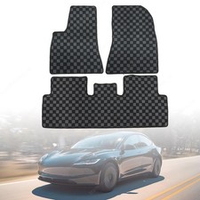 New Checkered Flag Floor Mats Carpet Fits 2017-2026 Tesla MODEL 3 Front+Rear Row