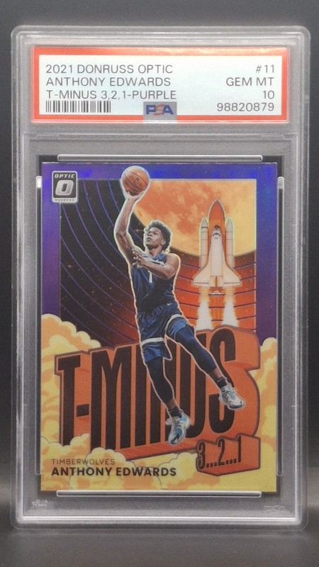 Anthony Edwards 2022 Panini Donruss Optic T-Minus 3, 2, 1 Purple Prizm PSA 10