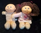 Cabbage Patch Kids - 1984 Bald Blue Eyes - 1988 Brown Hair Blue Eyes - 2 Dolls