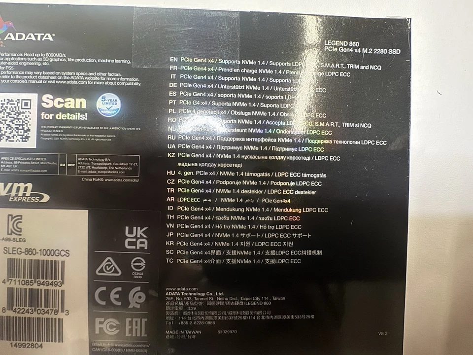 Disco de estado sólido SSD 1 TB AData Legend 860 PCIe Gen4 x4 M.2 2280 Foto 3 de 4