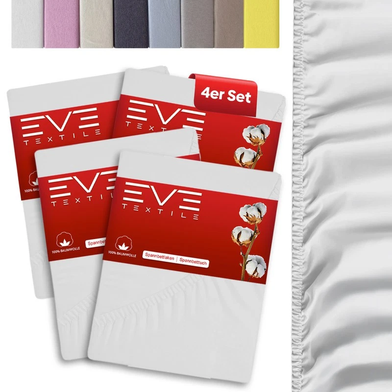 EVE TEXTILE GMBH Sábanas bajeras de algodón Jersey transpirable de 4 plazas