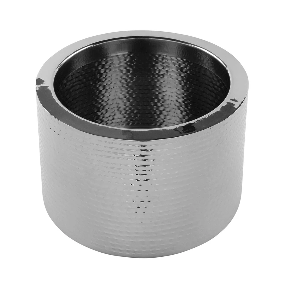 Fink doppelwandiger Übertopf 28x22 cm Blumen-Pflanzgefäß gehämmerter Edelstahl - Bild 2 von 4