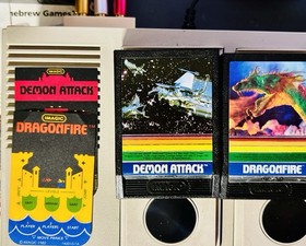 INTELLIVISION DRAGON FIRE & DEMON ATTACK CARTS & 1 OVERLAY EACH/CLEANED & TESTED