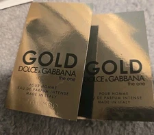 2 Dolce & Gabbana The One Gold Intense Sample Perfume Spray Vial 1.5 ml NEW 2025