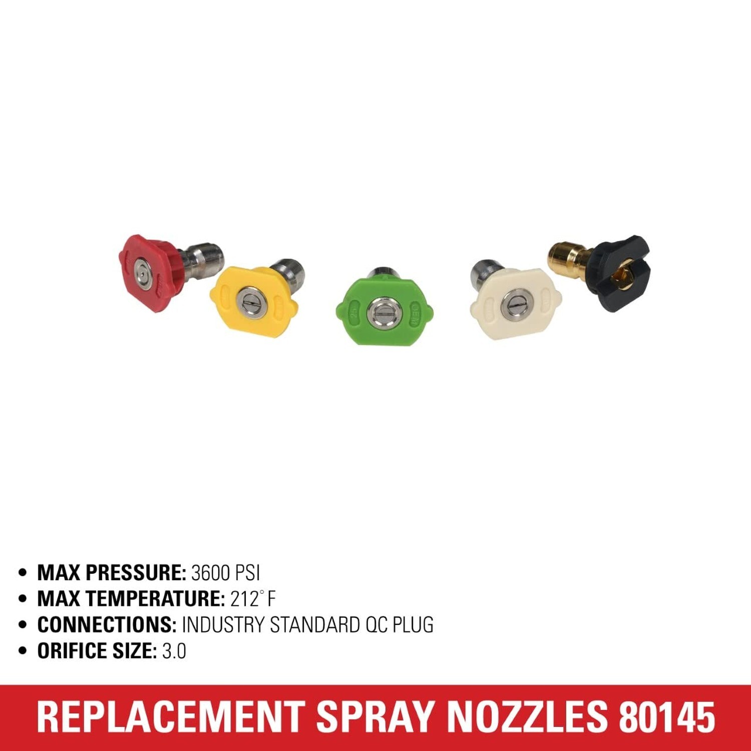 Simpson Cleaning 80145 3600 PSI Universal Pressure Washer Nozzles, 1/4-Inch Q...