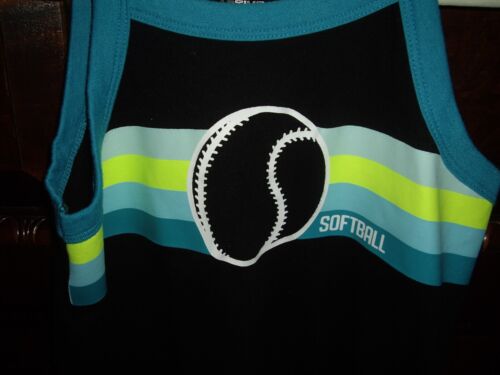 T6 EUC Girls Size 8 Justice Active 2pc Softball Outfit Tank Top Shorts Blue Blac - Picture 3 of 9