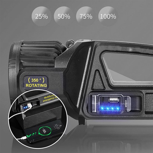 1300000 lm Solar/USB Rechargeable LED Spotlight Flashlight Waterproof 350 Rotate - Picture 13 of 14