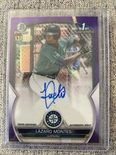 2023 Bowman Lazaro Montes RC 1st Bowman Purple Refractor AUTO /250 Mariners