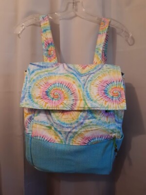 New Double Handle Backpack Carry All Blue Pink Rainbow Tie Water resistant liner STATE Bags | Kane Kids Large Backpack Recycled Poly Canvas  main image 3