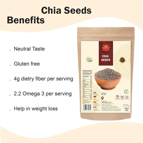 Certified Chia Seeds - All Natural & Raw Chia Seed Weight Loss Omega 3 - Picture 6 of 10