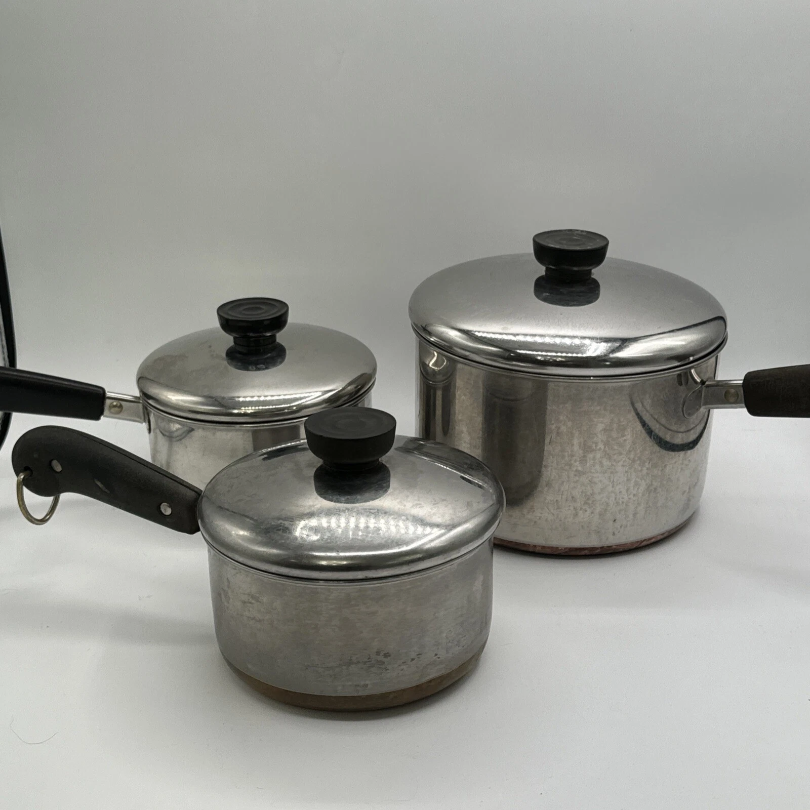 VTG Revere Ware Copper Bottom Stainless 6 Piece Sauce Pan 3 Qt & 2, 1 Qt