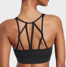 NEW Womans S MultiStrap Light Support Longline Black Sports Bra All In Motion