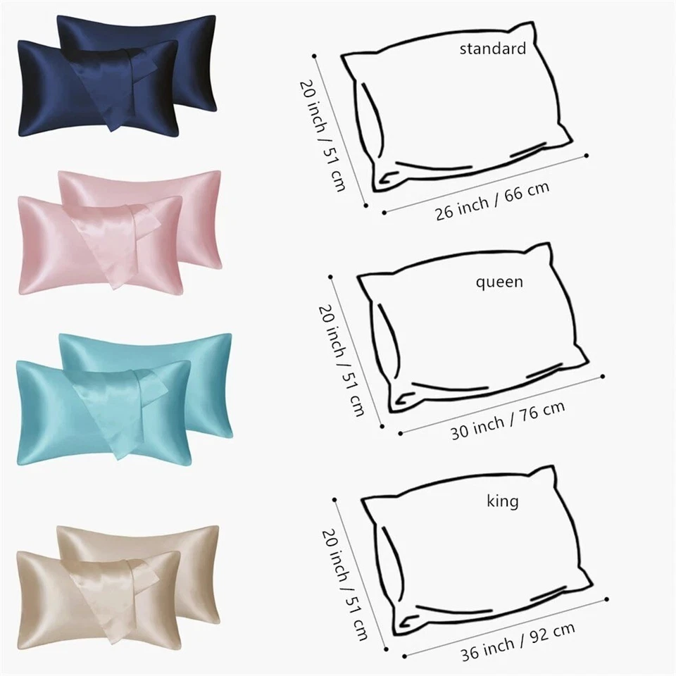 2 Pack Pillowcase Silk Satin Soft Soothes and Protects Skin Silky Pillow case - Image 3 of 4