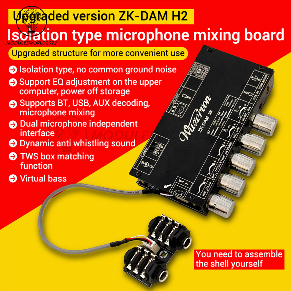 ZK-DAM-H2 Karaoke Reverb Board Low Noise Preamp Board Bluetooth