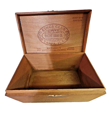 Vtg Cigar Co Tampa FLA Kings Club Naturals Cigar Box Hinged Lid Havana Wrapped