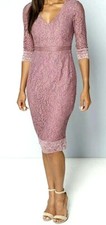 New Womens Little Mistress Lace Midi Dress Pink UK 16 RRP£65