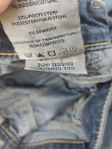 Pantalones de mezclilla plateados Suki Jegging lavado oscuro ajustados azul altura media talla W26/L31 - Imagen 5 de 7