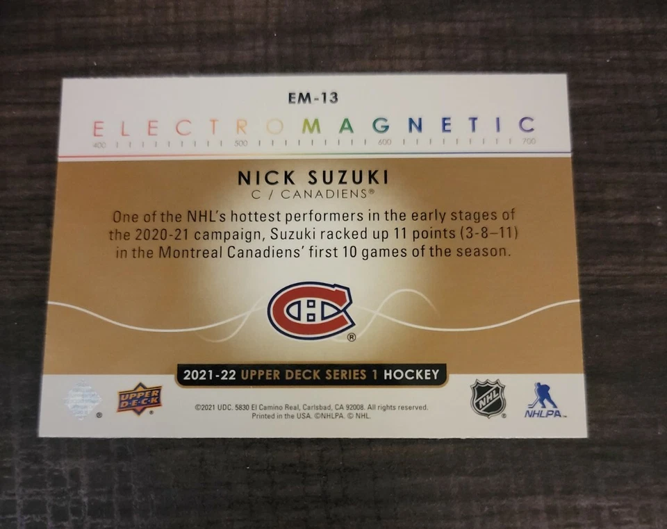 2021-22 UD Series 1 Electromagnetic GOLD Canadiens - NICK SUZUKI - Image 2 of 2