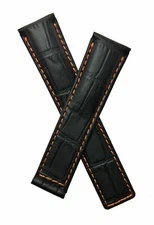 20/18 mm BLACK/TURQUOISE CROCODILE-STYLE LEATHER STRAP fits TAG Heuer CARRERA