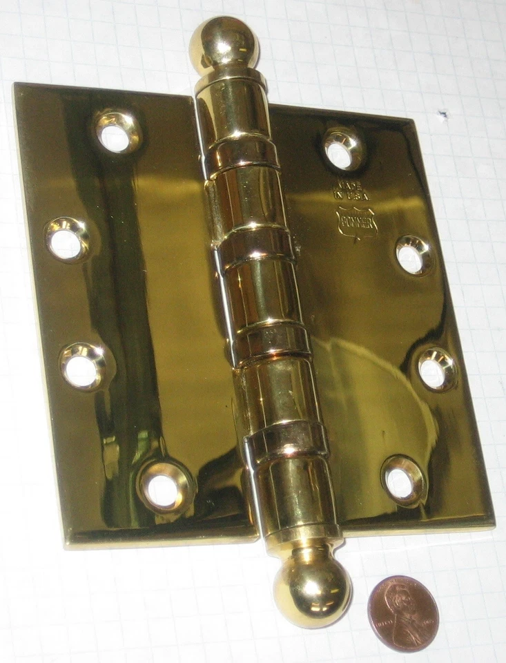 BOMMER #BB5005-450T-605 BISAGRA DE PESO PESADO, LATÓN, PULIDO, 4-1/2"x4-1/2", PUNTA BOLA Foto 2 de 2