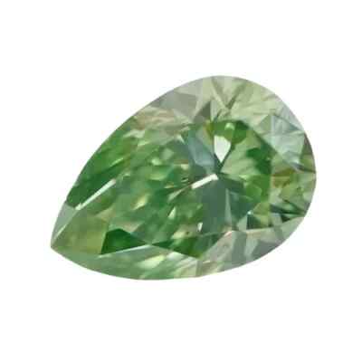 Lab Grown CVD Diamond IGI Certified 1Ct Pear Fancy Vivid Green VS2 Clarity Z12