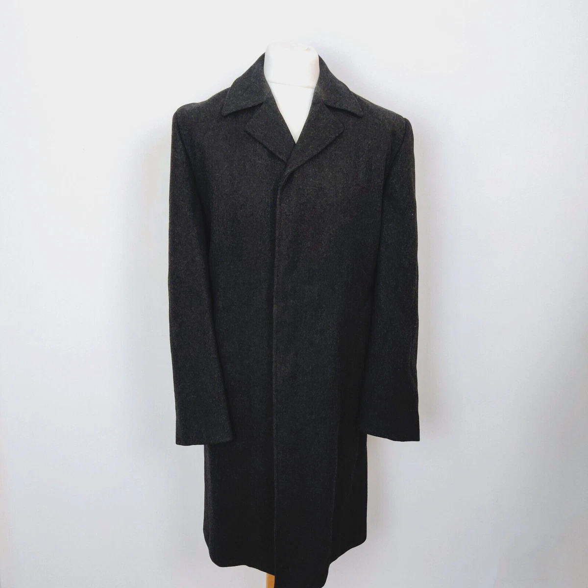 Vintage Dunn Co Moorbrook Grey Heavy Pure Wool Overcoat Size