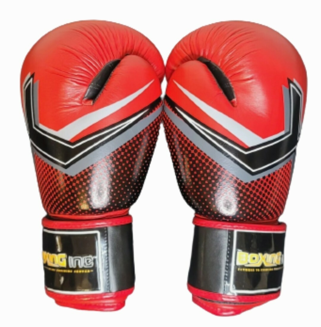 BOXING INC Red Leather & Black Training Boxing Gloves Hook