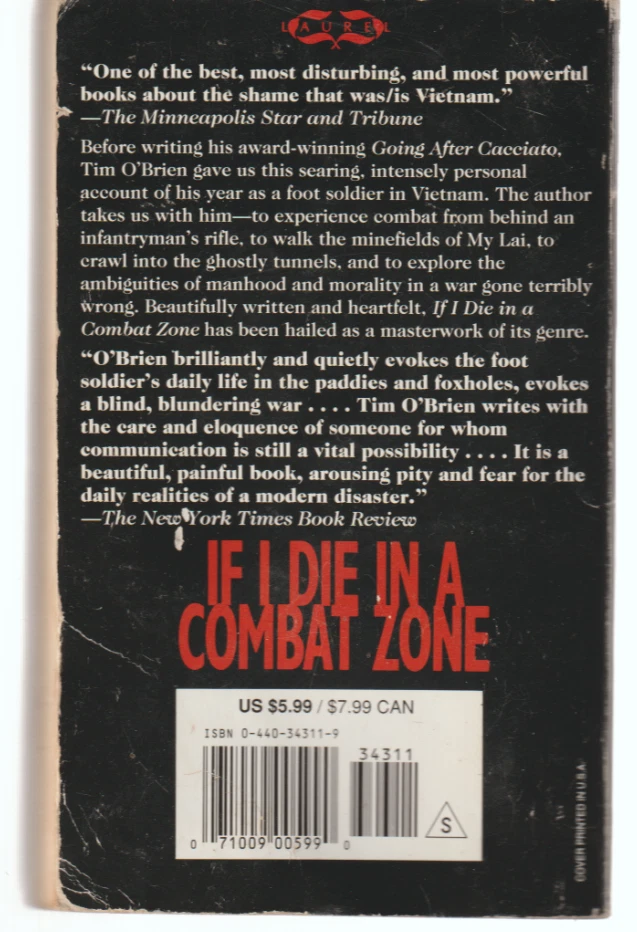 If I Die In A Combat Zone Dell NF 1987 13th Tim O'Brien Vietnam Foot Soldier War - Image 2 of 2