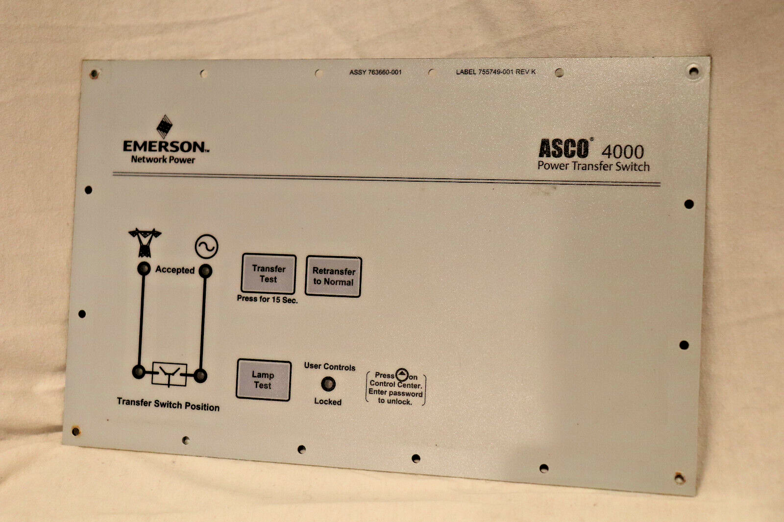 763660 Asco 4000 Series Interface Panel Features 5 & 6B Accessory ...