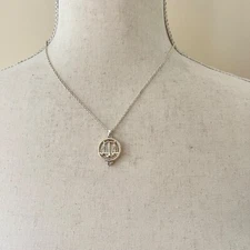 Libra Scale Zodiac Silver Tone Pendant Necklace 16" - 19"