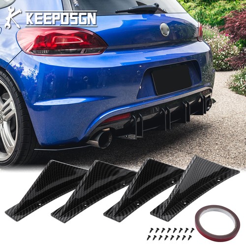 4PCS Carbon Fiber Look Rear Diffuser Fin Splitters For VW Scirocco Golf ...