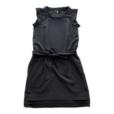 Anthropologie Yellow Dot Label Cap Sleeve Belted Mini Dress Size XS in Black