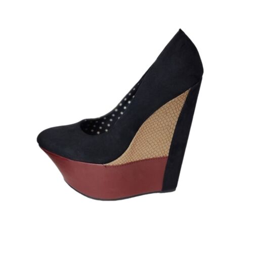 LIliana Colorblock Wedge Platform Shoes Size 6.5 Multicolor Black - Picture 1 of 9