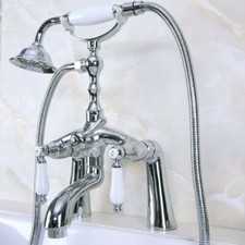 Polished Chrome Deck Mount Clawfoot Tub Faucet With Hand Shower Sprayer Zna104