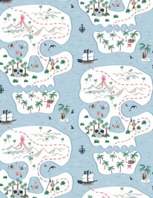 Fat Quarter Bootylicious Skull Island Piraten Baumwolle Steppstoff