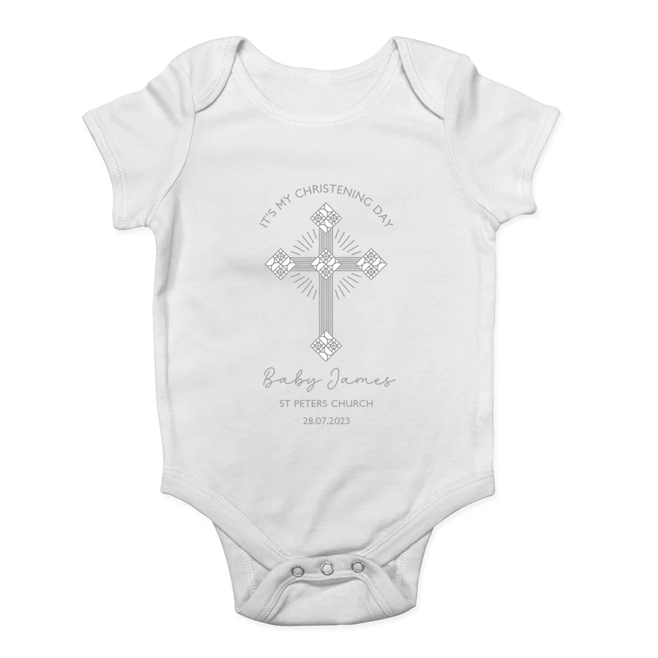 BABY ORIGINALS Personalisierter Body My Taufe Day Baby Weste beliebiger Name Datum Ort