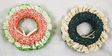 2 Fabric Wreaths Christmas Ornament Holiday Decoration