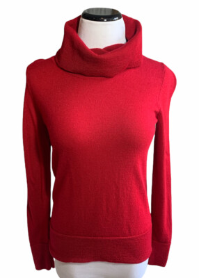 Talbots Pure Merino Wool Red Cowl Neck Sweater XS