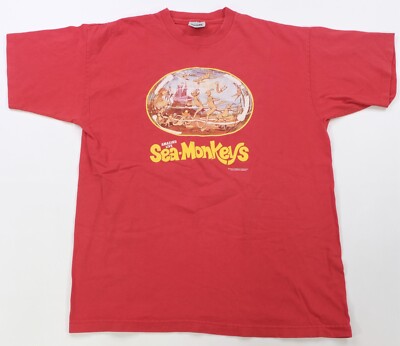 Rare Vintage STANLEY DESANTIS Amazing Live Sea Monkeys 1996 T Shirt 90s Red XL