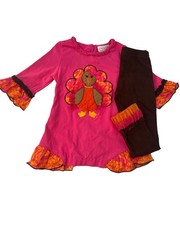Emily Rose Girls Size 4 Thanksgiving Turkey Outfit Tunic Leggings 2 Pc Ruffle