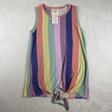 Fantastic Fawn NWT M Boho Multicolor Stripe Knot Front Tank Made in USA