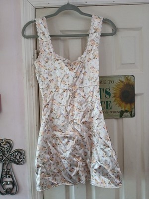 Princess Polly Dress Womens 0 Floral Berlin Satin Mini Slip Coquette Babydoll