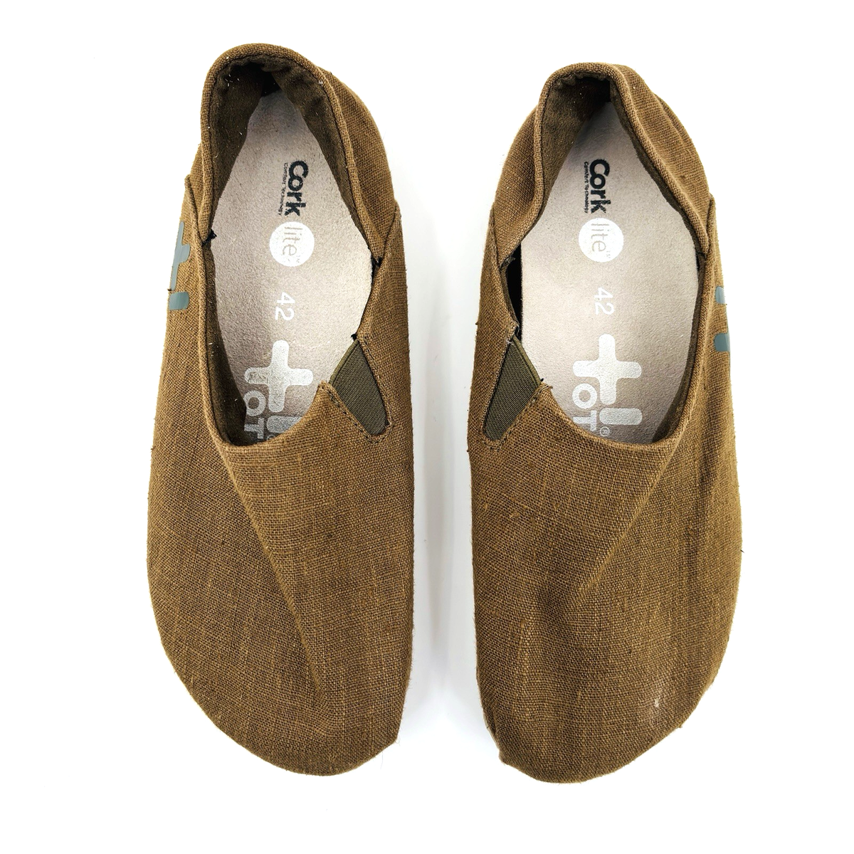 NEW! Otz Shoes Designer Espadrilles w/ Super Comfortable Cork Insoles OTZ CORK LITE Canvas Linen Dark Tan Slip On Shoes Size EUR  main image 4